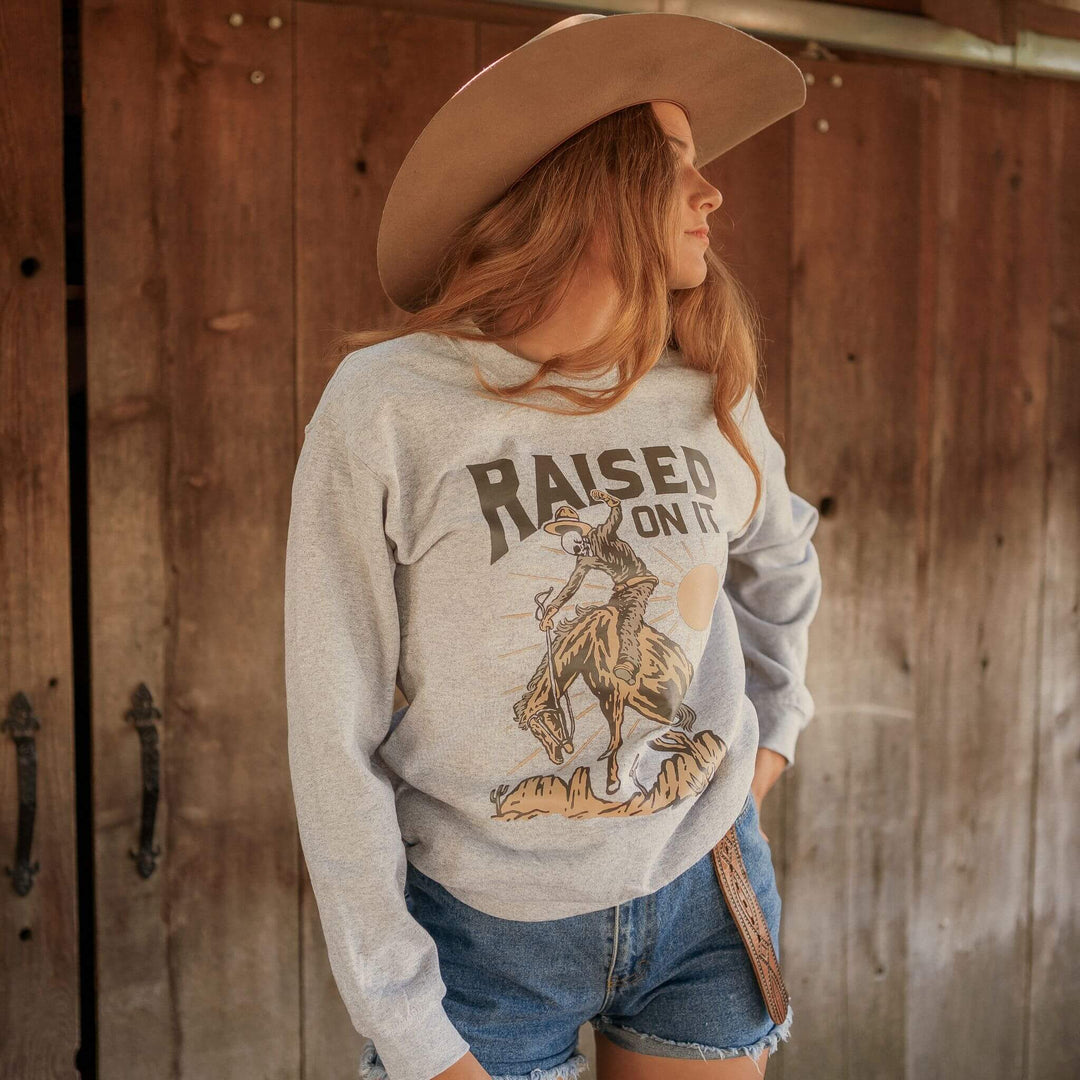 Rowdy Wrangler Crewneck | Heather Grey | Unisex Sweatshirt