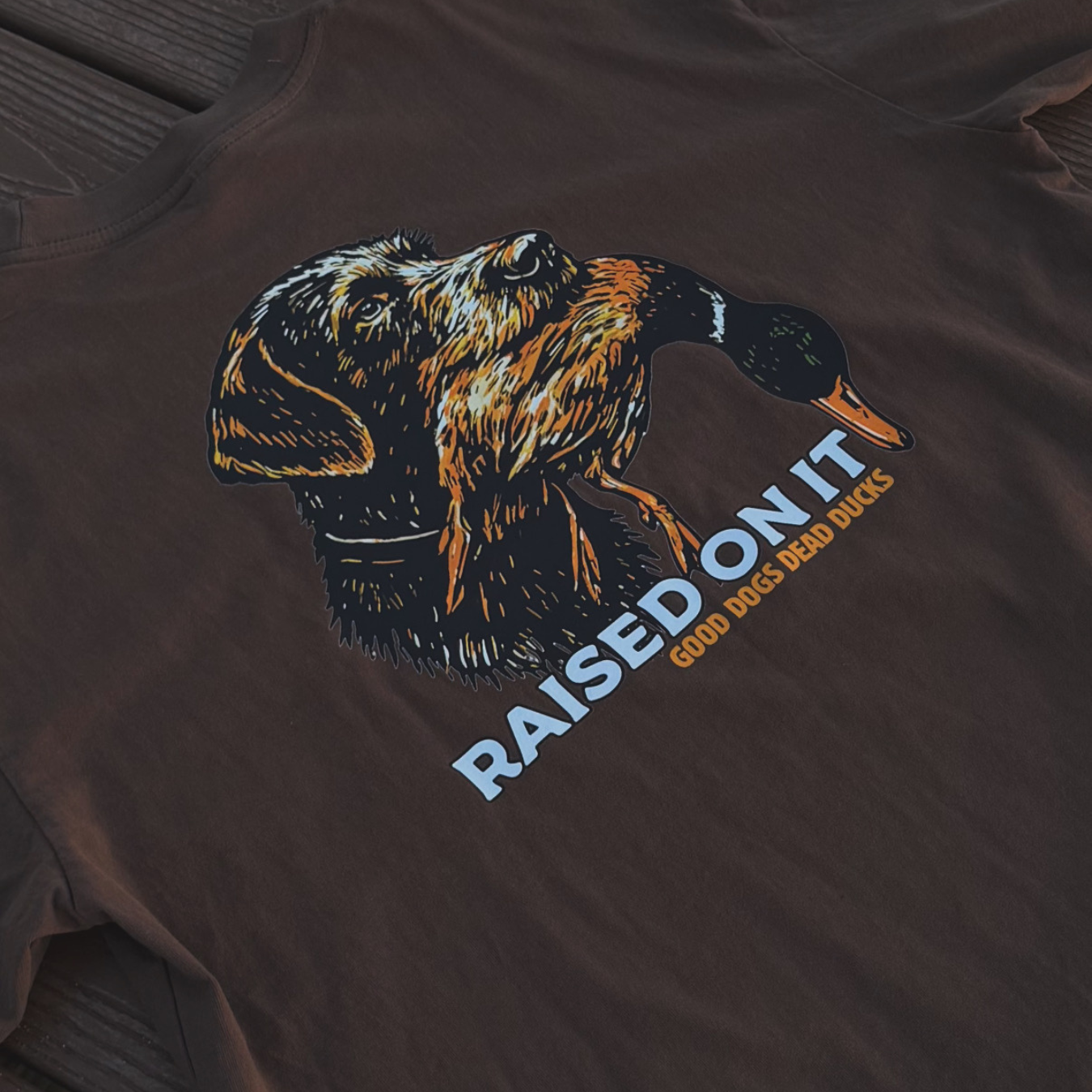 Good Dogs Dead Ducks | Heavy Weight Premium Tee | Brown Waterfowl Design
