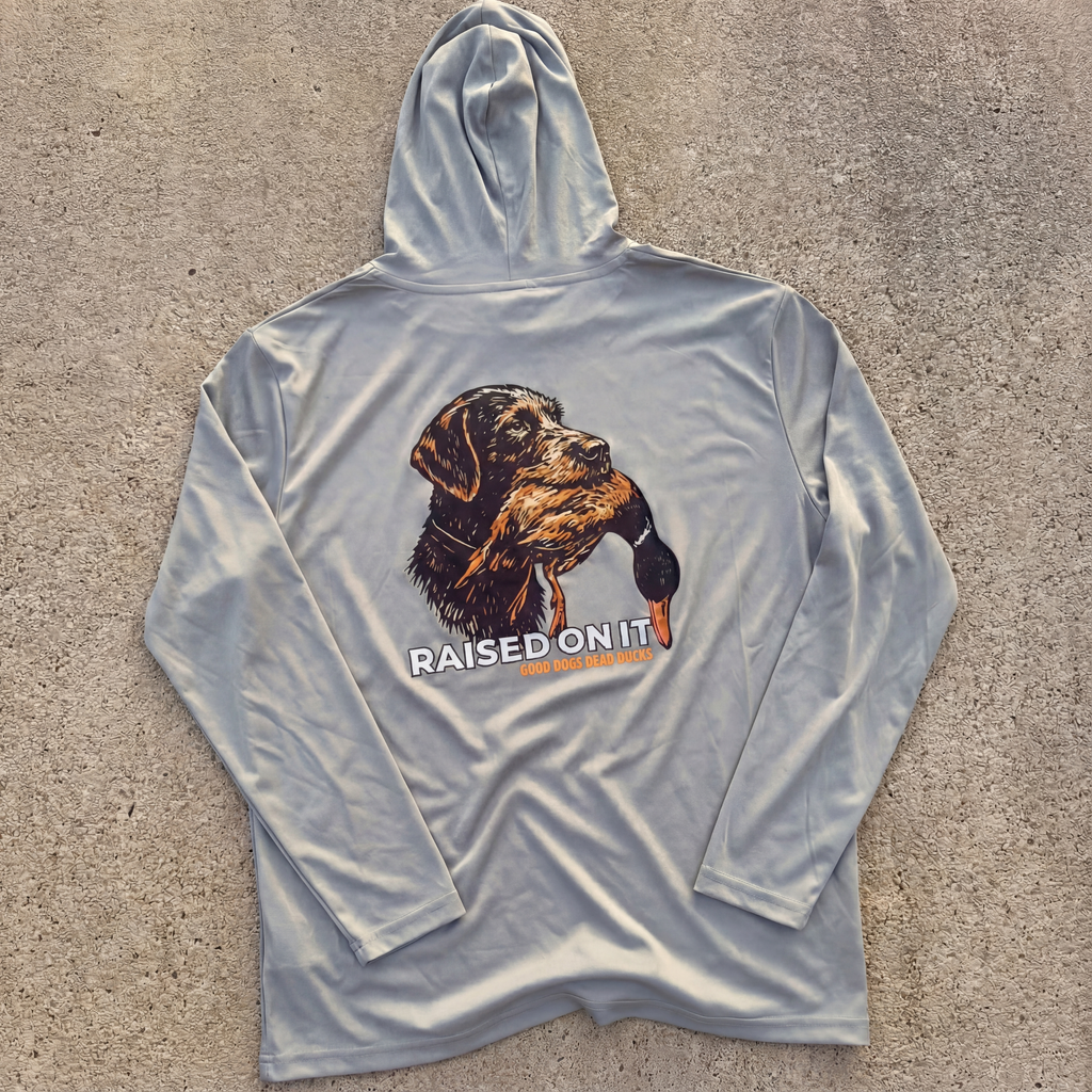 Good Dogs Dead Ducks | Long Sleeve Performance Hoodie | Steel Grey