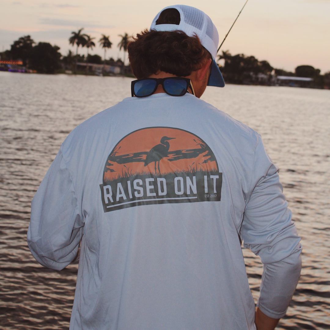 Florida Sunset Performance Shirt | Steel Gray | Unisex Long-Sleeve Active Blend