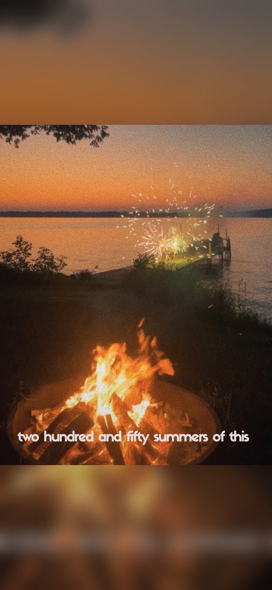 Free vintage Americana phone wallpaper — Lakeside campfire